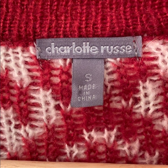 Charlotte Russe Red and White Open Front Cardigan - size Small - Picture 4 of 6